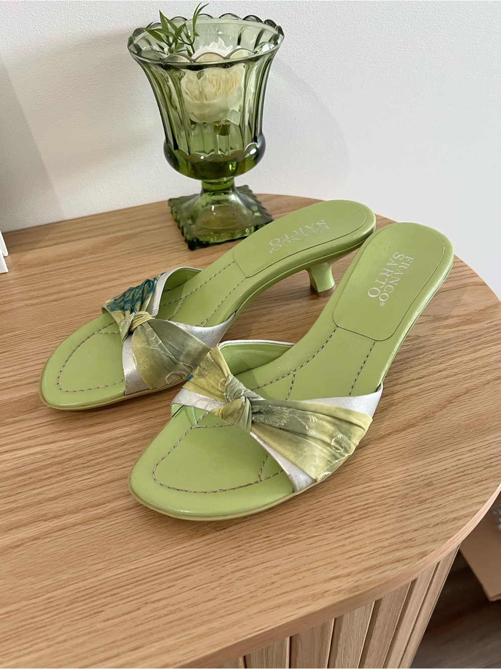 Rare Vintage Franco Sarto Slide Kitten Heel Mule Sandals